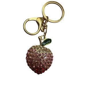 Lulla Collection Multi Color Rhinestone Gold Apple  Key Chain/Bag Charm  NWOT